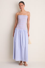 Blue Multi Eleni Smocked Midi Dress