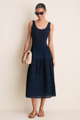 Navy Casey Midi Dress