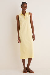 Tbird Yellow Knit Collared Sleeveless Dress
