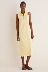 Tbird Yellow Knit Collared Sleeveless Dress