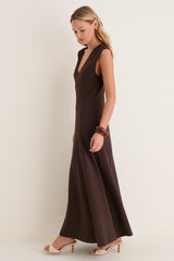 Espresso Cotton Jersey Agnes V-neck Dress