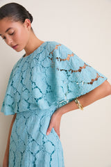 Cameo Blue Eyelet Cape Leah Dress