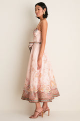 Pink Paisley Alchemy Structured Midi Dress