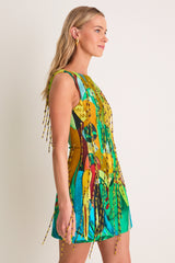 Multi Mokshini Beaded Fringe Mini Dress