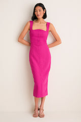Magenta Pink Elva Midi Dress