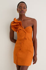 Orange Flower Mini Dress