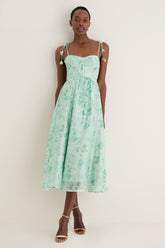 Green Floral Halcyon Midi Dress