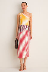 Red Stripe Belem Poplin Midi Dress
