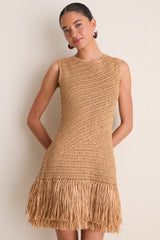 Natural Mira Crochet Mini Dress