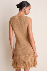 Natural Mira Crochet Mini Dress