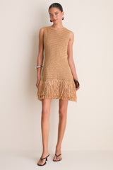 Natural Mira Crochet Mini Dress