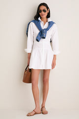 BSR White Oxford Collared Mini Shirt Dress