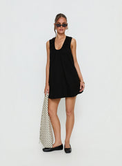 Eberta Ruched Baby Doll Mini Dress Black