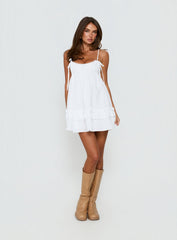 Enhancement Babydoll Mini Dress White