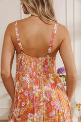 Tranquil Time Floral Midi Dress in Golden Honey