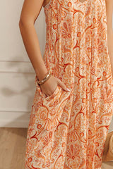 Sandy Shore Paisley Maxi Dress In Orange