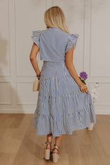 Bayside Brunch Stripe Midi in Navy