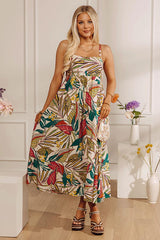Tranquil Time Floral Midi Dress in Cream