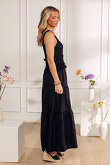 Sunset Beach Stroll Crochet Maxi Dress in Black