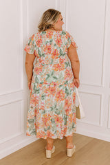 Sunny Sangria Floral Midi Dress in Mint Curves