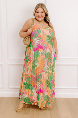 Tropical Cabana Chiffon Maxi Dress Curves