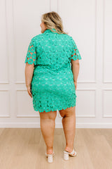 Sunshine Sunday Crochet Mini Dress in Emerald Curves