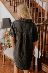 Backyard BBQ Chambray Mini Dress in Vintage Black
