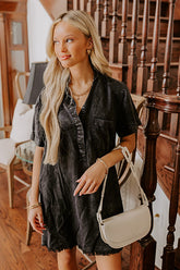 Backyard BBQ Chambray Mini Dress in Vintage Black
