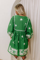 Picture Perfect Floral Mini Dress in Kelly Green