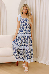 Stroll Through The Park Floral Maxi Dress in Navy