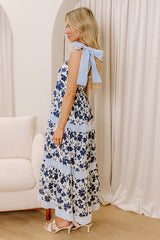 Stroll Through The Park Floral Maxi Dress in Navy