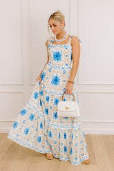 Garden Gala Floral Maxi Dress in Blue