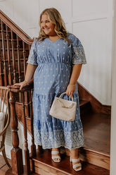 Sunday Brunch Floral Embroidered Midi Dress Curves