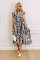 Hawaii Holiday Floral Midi Dress in Navy