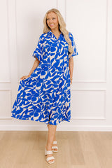 Floating On Cloud Nine Midi Dress in Royal Blue