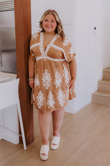 Resort Chic Mini Dress in Camel Curves