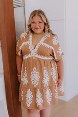 Resort Chic Mini Dress in Camel Curves