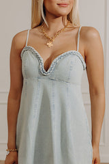 Nashville Nights Denim Mini Dress in Light Wash