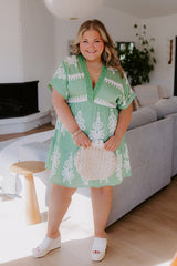 Resort Chic Mini Dress in Green Curves