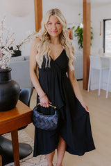 Cocktails First Midi Dress in Black