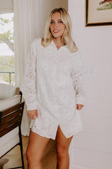 Gals' Brunch Embroidered Button Down Mini Dress