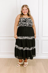 Resort Views Floral Embroidered Midi Dress Curves
