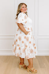 Whispering Fields Floral Embroidered Midi Dress Curves