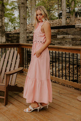 Graceful Moments Button Down Midi Dress in Pink