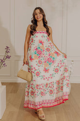 Capri Villa Floral Maxi Dress in Ivory