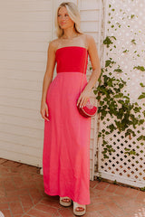 Block Street Cutie Linen Maxi Dress in Pink
