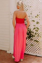 Block Street Cutie Linen Maxi Dress in Pink