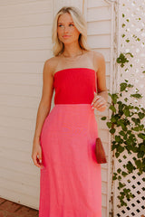 Block Street Cutie Linen Maxi Dress in Pink