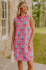 Chic Statement Floral Knit Mini Dress in Pink