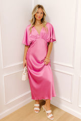 Martini Muse Satin Midi Dress in Violet
